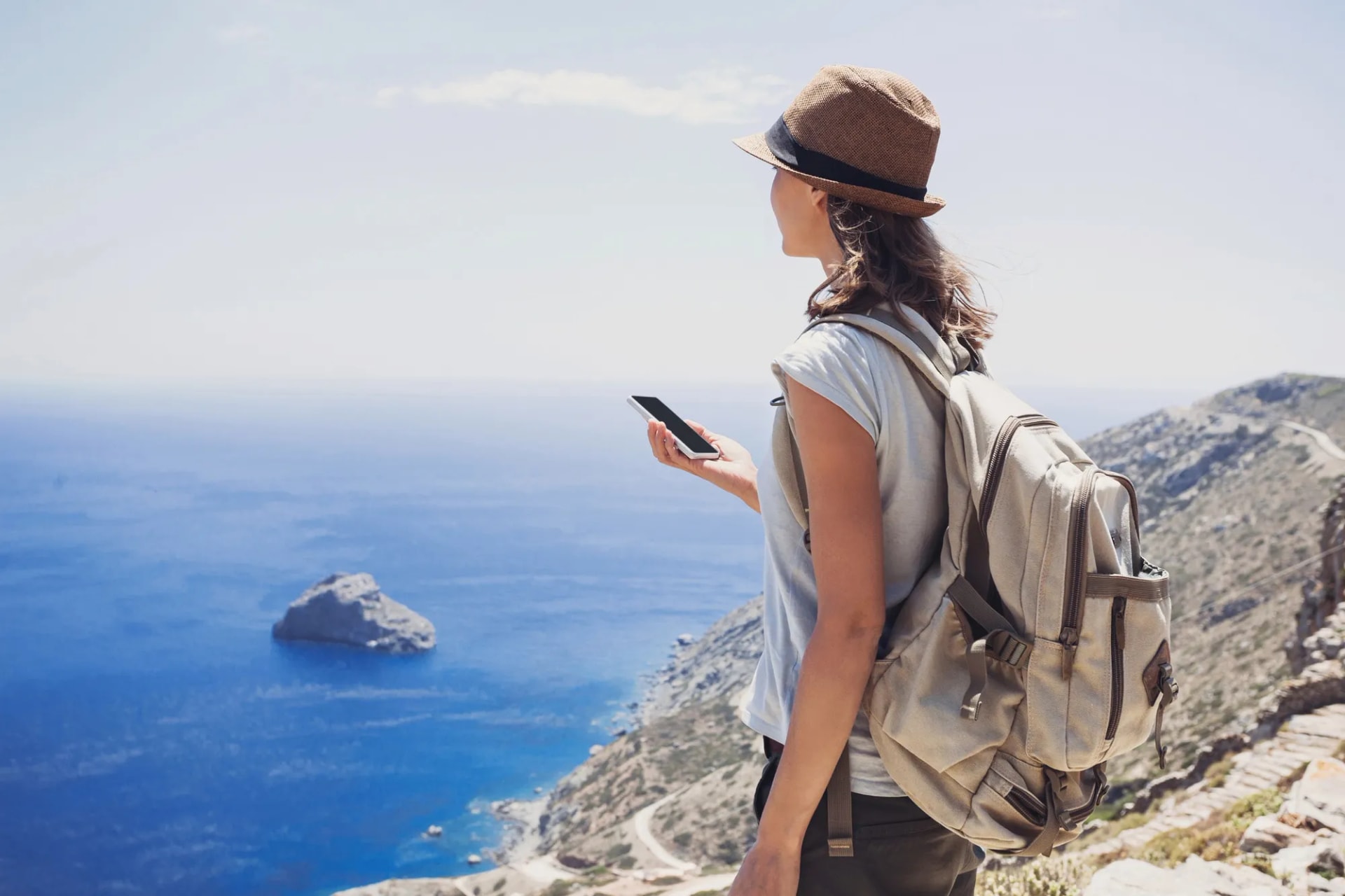 Traveler on the coast